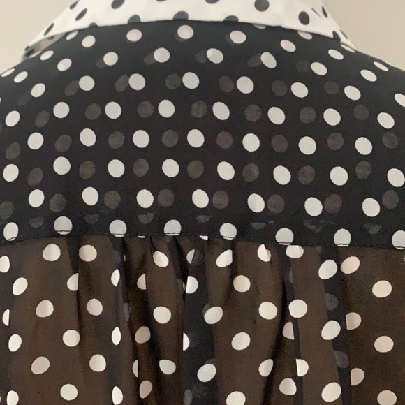 NWT INC Polka Dot Black White Contrast sheer blouse XXL - Picture 7 of 13